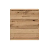commode 3 tiroirs bois clair - qiz - l 78 x l 35 x h 84 cm