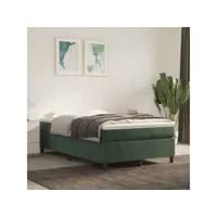 clicnbuy - lits & cadres de lit - lit à sommier tapissier et matelas vert foncé 120x200cm velours