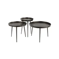 set de 3 tables gigognes ronde feso en métal gris foncé 20100991235