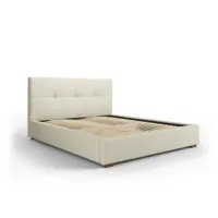 lit coffre avec tête de lit sage 160x200cm, beige, tissu structurel