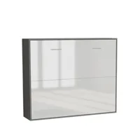 armoire lit horizontale escamotable strada-v2 structure gris graphite mat façade blanc brillant couchage 140*200 cm. 20100889551