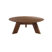 table basse ronde en bois brun d.90 cm avec 3 pieds inclinés - zara