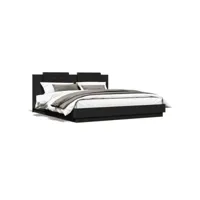 cadre de lit avec tête de lit et lumières led noir 200x200