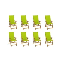 chaises pliables de jardin avec coussins 8 pcs bois d'acacia 9