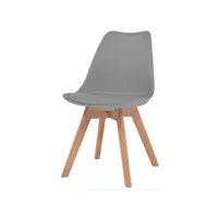 chaise de salle à manger polypropylène et coussin simili cuir gris kitoa - lot de 2