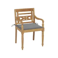 chaises batavia avec coussins 6 pièces bois de teck solide