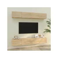 4 pcs meubles tv muraux, banc tv, meubles de rangement chêne sonoma 100x30x30 cm meuble pro lww87347