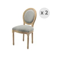 chaise médaillon gris pieds bois(x2) bd5990tugr15x2
