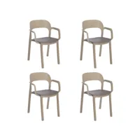 set 4 fauteuil ona assise colorée - resol - marron - fibre de verre, polypropylène 568x521x795mm