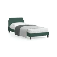 cadre de lit avec tête de lit vert foncé 90x190 velours