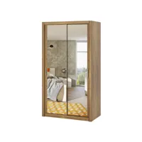 armoire portes coulissantes - rinker - 120 cm - or artisanal chên - avec miroir