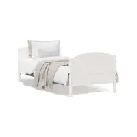 cadre de lit avec tête de lit blanc 90x200 bois de pin massif