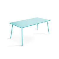 table de jardin rectangulaire en métal turquoise 120 cm - palavas