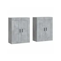 lot de 2 meubles de rangement, armoires murales gris béton bois d'ingénierie qwe80975 meuble pro