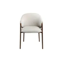 chaise en tissu et simili cuir avec structure en bois couleur noyer
