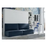 lit escamotable 120x200 avec canapé tissu logia-canapé bleu marine-structure et façade glacial 3d-version lit+canapé