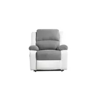 relaxxo - fauteuil de relaxation releveur électrique 1 place microfibre simili leo - blanc et gris