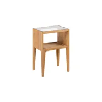 table de chevet bois rotin verre taille s - albertina - l 38 x l 30 x h 55 cm - neuf
