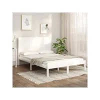 lit adulte contemporain  cadre de lit blanc bois de pin massif 120x200 cm