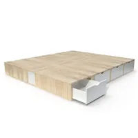 lit double avec rangement tiroirs cube 160x200  vernis naturel,blanc litcub160-vlb