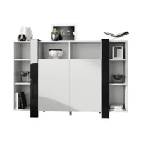 meuble blanc mat et noir laqué (l-h-p) : 149 - 101 - 34 cm