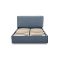 goyave - lit coffre - 140x190 - en tissu - sommier inclus - best mobilier - bleu