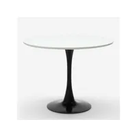 table de cuisine ronde 80cm moderne style tulipe blanc noir jasmine