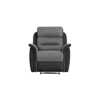 fauteuil de relaxation 1 place en microfibre / simili léon -  gris / noir