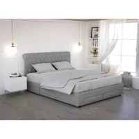lit coffre avec 4 tiroirs en lin gris 160x200 cm leandre