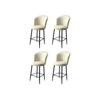 lot de 4 chaises de bar valatio velours crème et métal noir crème