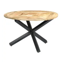 table de cuisine manguier massif clair et pieds métal noir sikor d 120cm