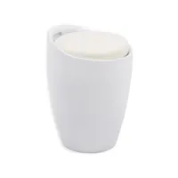tabouret daniel pouf rond coffre de rangement panier à linge siège avec assise rembourrée blanc, structure en plastique blanc