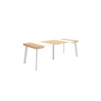 table console extensible console meuble 220 pour 10 personnes pieds en bois style moderne chêne et blanc 304_21