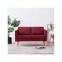 canapé fixe 2 places  canapé scandinave sofa tissu rouge bordeaux meuble pro frco11685