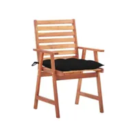 chaises à dîner d'extérieur 3 pièces avec coussins acacia massif