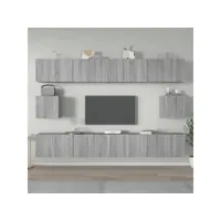ensemble de meubles tv 6 pcs  bancs tv armoires de rangement sonoma gris bois d'ingénierie meuble pro frco88328