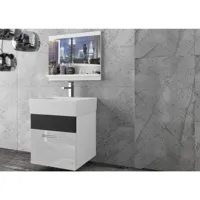 honoria - ensemble salle de bain - 3 pcs - meubles à suspendre - vasque en porcelaine - noir