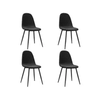 lot de 4 chaises à manger chaises à dîner, chaises de cuisine noir velours qdtr23810