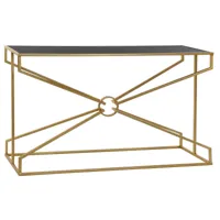 console table en métal et verre coloris doré/noir - longueur 130 x profondeur 40 x hauteur 75 cm