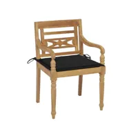 chaises batavia avec coussins 6 pièces bois de teck solide