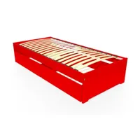 lit 90x190 simple avec tiroirs de rangement malo 90x190  rouge topmalo90t-red