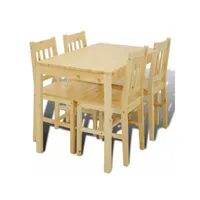 table de salle à manger et 4 chaises pin massif naturel vinate