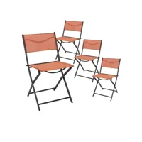 melom - lot de 4 chaises pliantes textilène terracotta