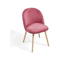lot de 4 chaises de salle à manger en velours pieds en bois hêtre style moderne chaise scandinave pour salon chambre cuisine bureau rose helloshop26 01_0000162