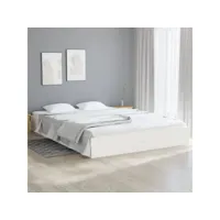 cadre de lit blanc bois massif 160x200 cm