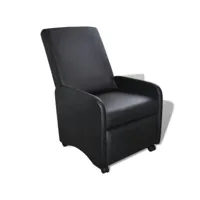 fauteuil chaise siège lounge design club sofa salon pliable cuir synthétique noir helloshop26 1102066par3