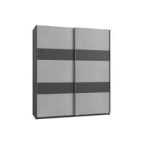 armoire de rangement aude portes coulissantes 135 cm béton gris clair rechampis graphite 20100890991