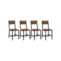 vasagle chaise salle à manger lot de 4, cadre en acier, style industriel, pour salle à manger, salon, cuisine, marron rustique et noir