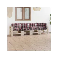 canapé fixe 4 places palette de jardin  sofa banquette de jardin avec coussins bois de pin meuble pro frco39834