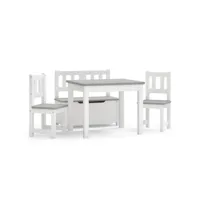 vidaxl ensemble de table et chaises enfants 4 pcs blanc et gris mdf